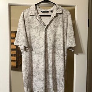 Travis Mathew Cream and Gray Polo Shirt